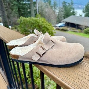 Birkenstock Women's Boston Shearling Clog - Taupe- Size 44 or 12